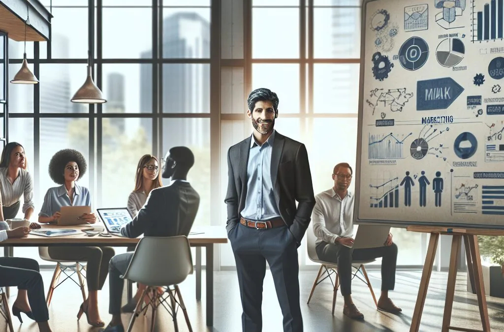 Konsultant marketingowy wspiera rozwój i strategię biznesową.