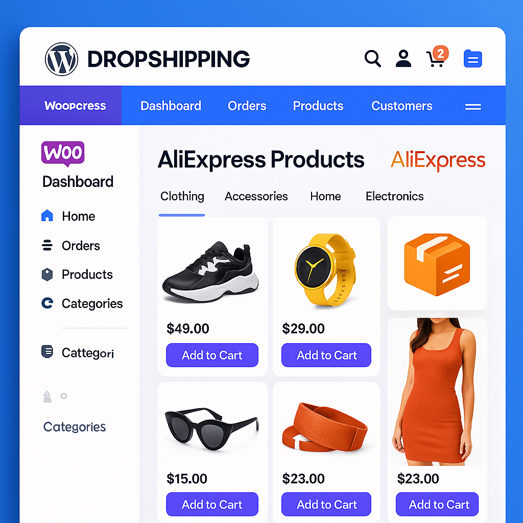 WordPress 2026 – jak zrobić stronę z dropshippingiem (WooCommerce + AliExpress)